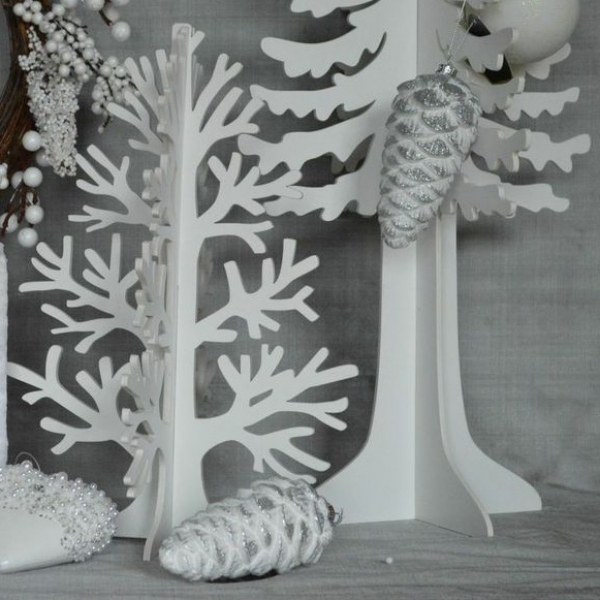 White and Silver Glass Pinecones